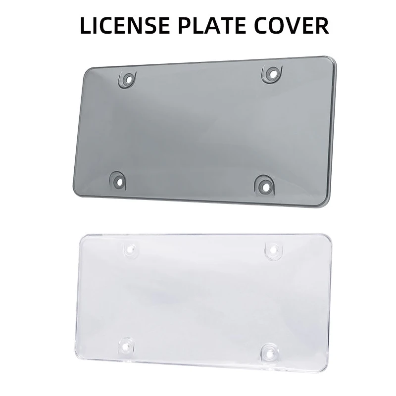 

1 Pair License Plate Cover Smoked Clear White Frame Shield Tinted Bubbled Flat Car 0718#20 License Plate Cover Car Accessories