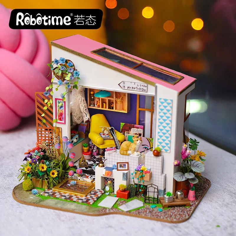 

Robotime DIY Hut Lily's Porch Handmade Wood Villa Assembled Art House Model Creative Girl'S Gift