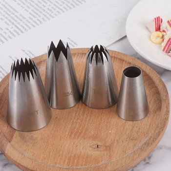 

4Pcs/Lot Cakes Decoration Set Stainless Steel Nozzles Cupcake Large Icing Piping Nozzle Pastry Tips Baking Tools