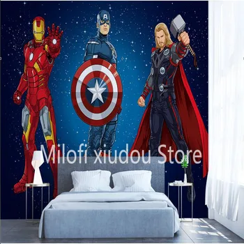 

Milofi Custom 3D Wallpaper Mural Avengers Paper Sci-Fi Movie Internet Cafe Marvel Hero Captain America Hulk Background Wall Pape