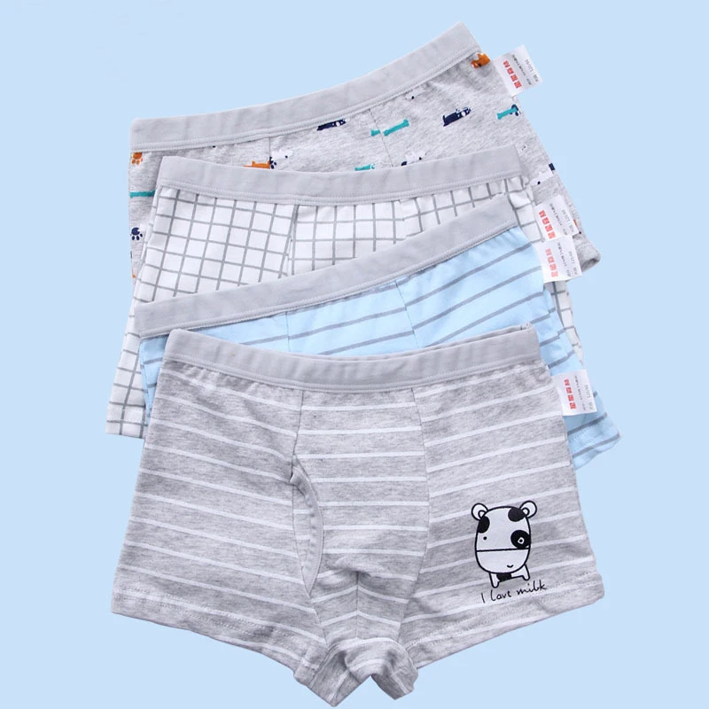 4PCS/LOT Children Boys Underwear Cartoon Children's Shorts Panties Baby Boy Toddler Boxers Stripes Teenagers Cotton Underpants 4