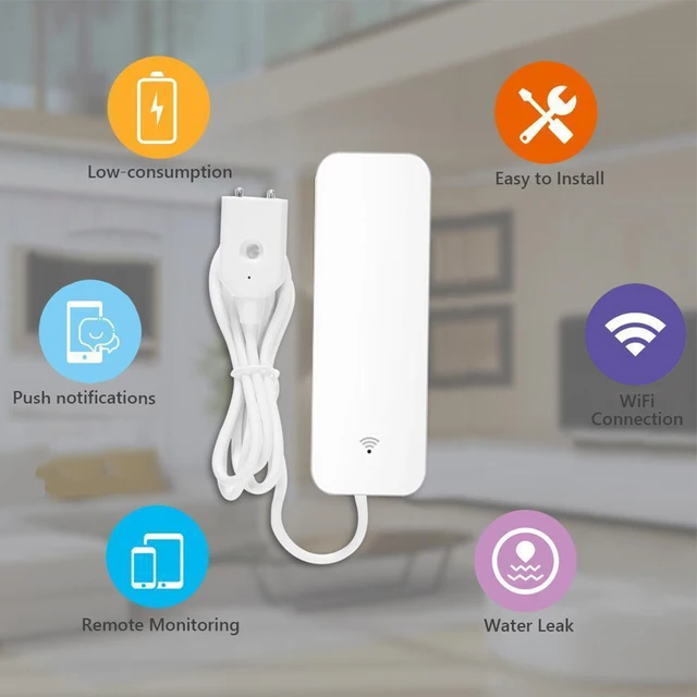 Tuya WiFi Water Leak Sensor, Water Leak Detector, Smartlife APP Notification Alerts,Leak Alarm Home Security Water Flood Sensor 3