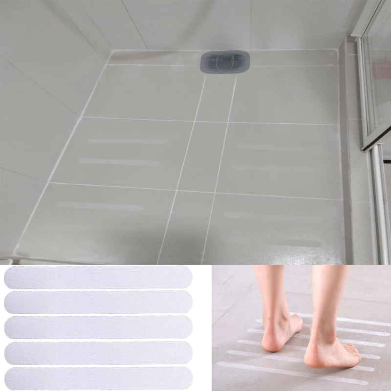 12pcs Shower Stickers Bathroom Strips Transparent Antislip Strips Non