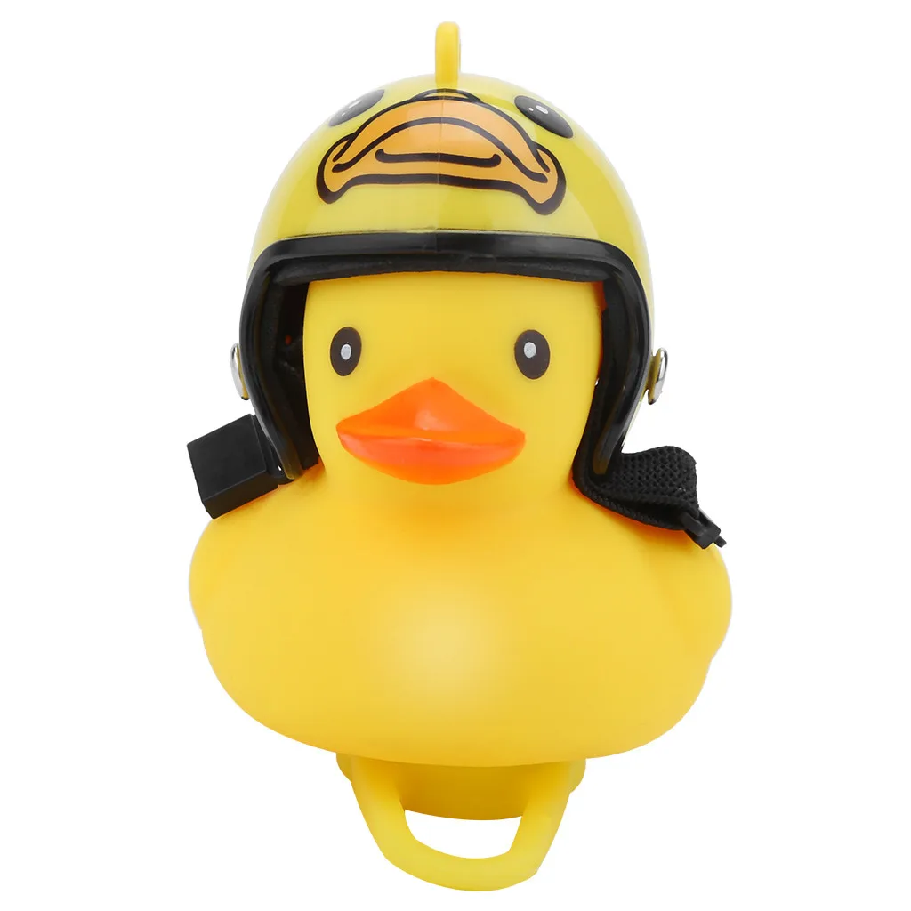 Top 1pc Cartoon Yellow Silica Little Duck Helmet Head Bicycle Light Shining Mountain Bike Handlebar Duck Head Light Bell Accesso#PY6 29