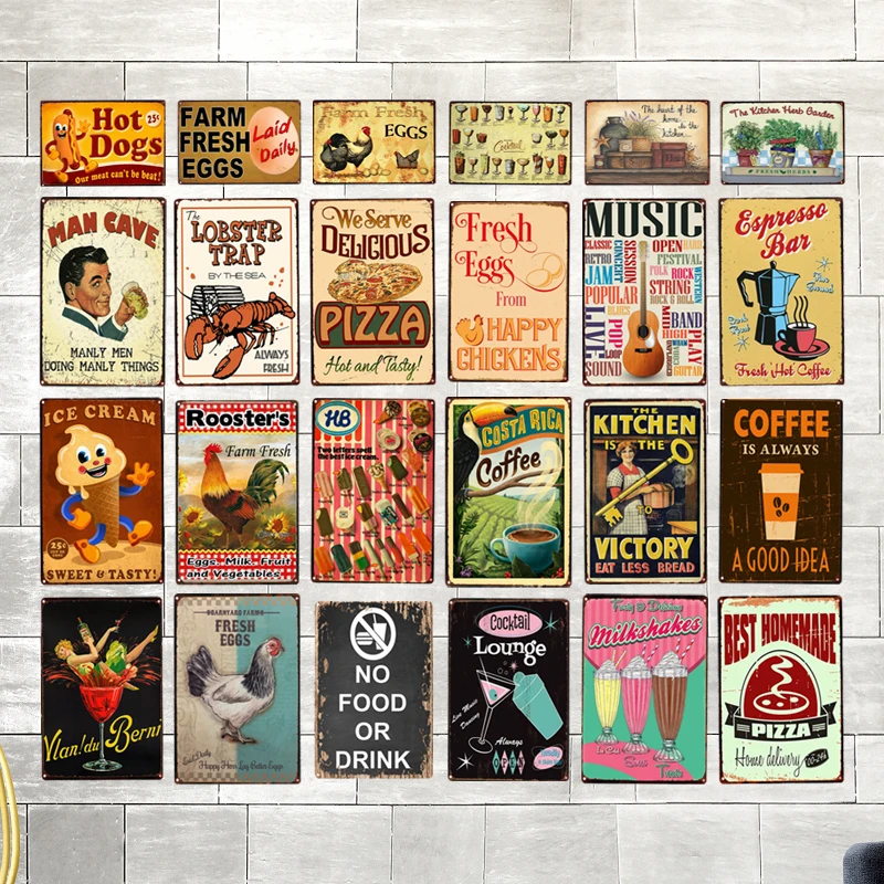 

Металлическая табличка с изображением вкусной пиццы для ресторана, кухонный ВИНТАЖНЫЙ ПЛАКАТ, Оловянная табличка с хот-догом для кухни, клуба, металлическое украшение