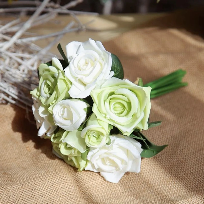 1 букет искусственных роз Свадебный букет невесты Свадебные цветы для свадьбы украшение дома вечерние принадлежности Флорес