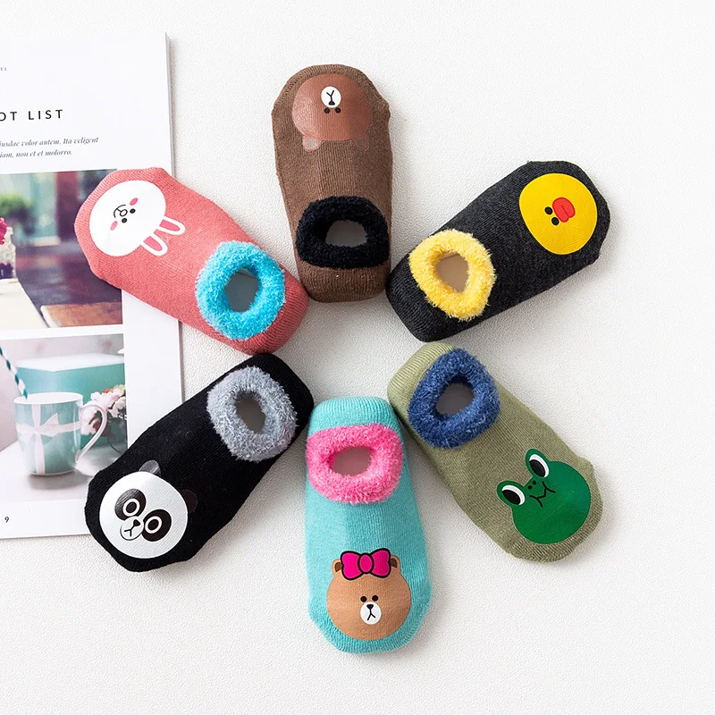 Baby Boys Girls Socks Rubber Slip-resistant Floor Socks Winter Thicken Warm Shoes Cotton Cartoon Infant Kids Animal