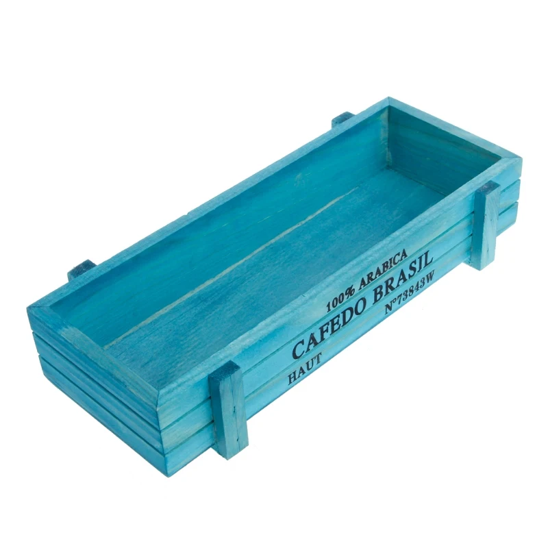 New Blue Log White Garden Plant Pot Decorative Vintage Succulent Wooden Boxes Crates Rectangle Table Flower Pot Gardening Device