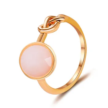 

Cute Sweet Knotted Finger Ring Simple Gold Color Opal Rings for Women Girls Party Engagement Bands Jewelry Accessories Gifts