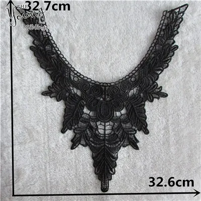 Черный кружевной ткани аппликация, шитье, вышивка кружевной воротник "сделай сам", отделка, декоративные Женская одежда Аксессуары Скрапбукинг