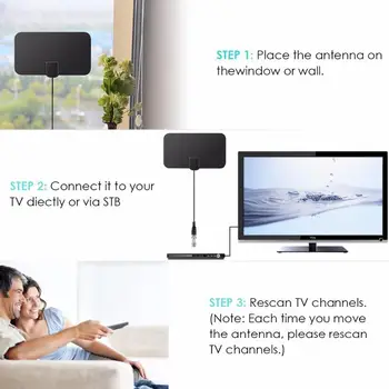 

Kebidumei 4K 25DB High Gain HD TV DTV Box Digital TV Design Miles Active Booster EU Indoor Aerial 50 HD Flat Antenna Plug Y7B5