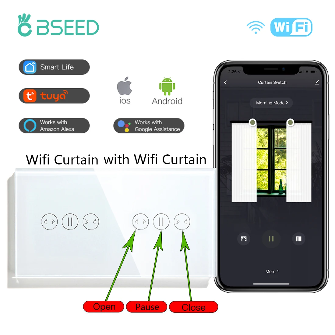 Настенные переключатели BSEED с Wi-Fi умные сенсорные со стеклянной панелью