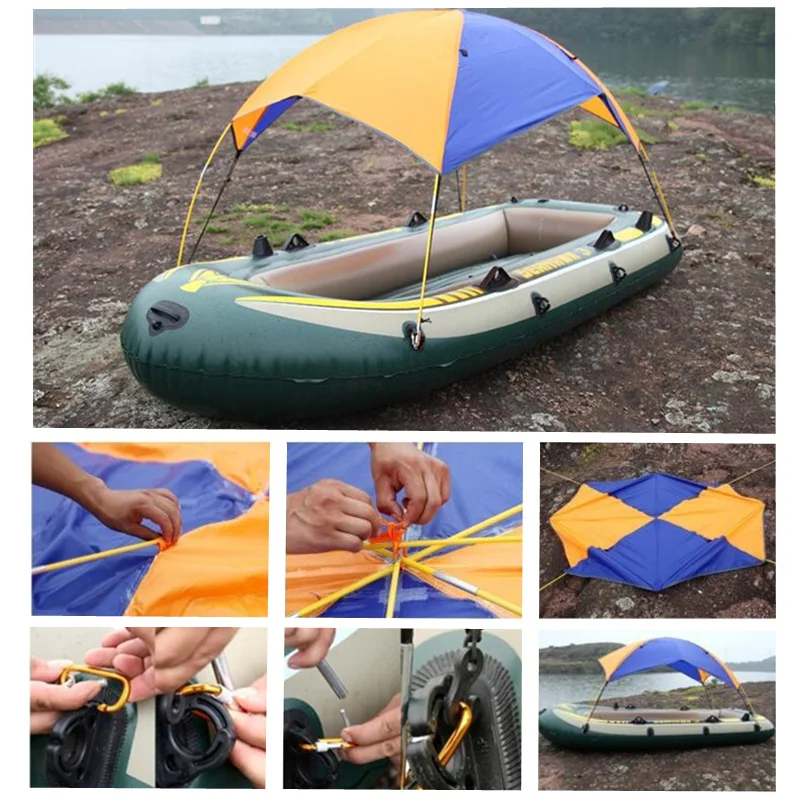 JayCreer Boat Sun Shade Shelter, 2-4 Persons Quality Lightweight Folding Inflatables Boat Awning Top Cover Fishing Tent