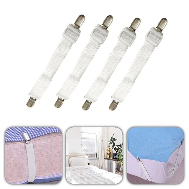 4Pcs/Set Elasztikus Ágynemű-Megfogók Dupla Fejű Klipek Megfogó Tartó Harisnya Ágynemű Rögzítők Állítható Hosszúságú 15-30 Cm-Re - Image 2