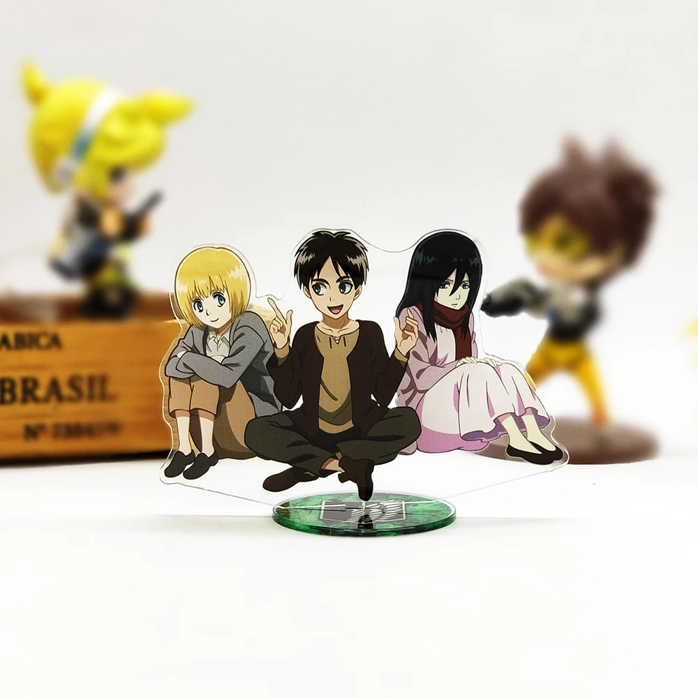 

Love Thank You Attack on Titan Eren Mikasa Armin childhood acrylic stand figure model double-side plate holder cake topper anime