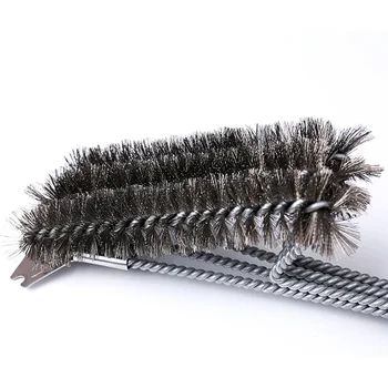 

Upgrade shovel blade three head stainless steel wire brush barbecue oven cleaning net rust removal decontaminatio BBQ tool
