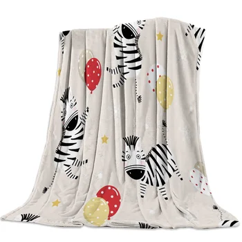 

Flannel Blanket for Bed Christmas Zebra Balloons Snowflakes Stars Throw Blanket Portable Soft Blanket Warm Sofa Bed Sheets