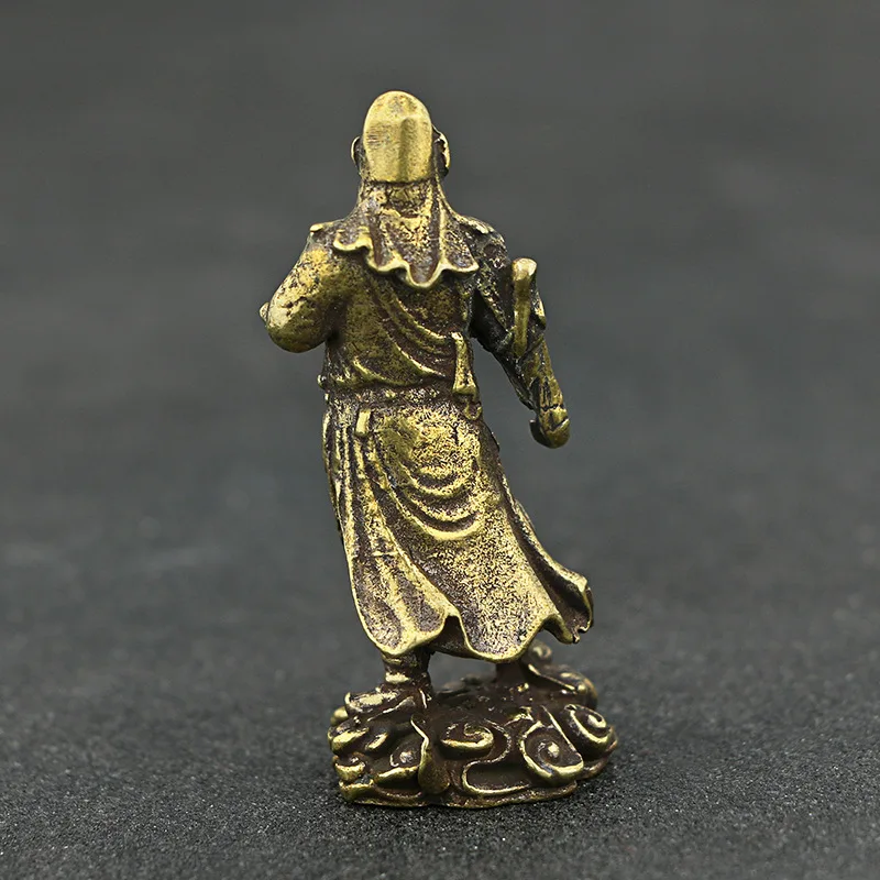 Винтажный медный китайский Бог богатства Статуя Гуань Гун маленькие украшения Ретро латунный Гуань Ю статуэтки настольные украшения ремесла подарок