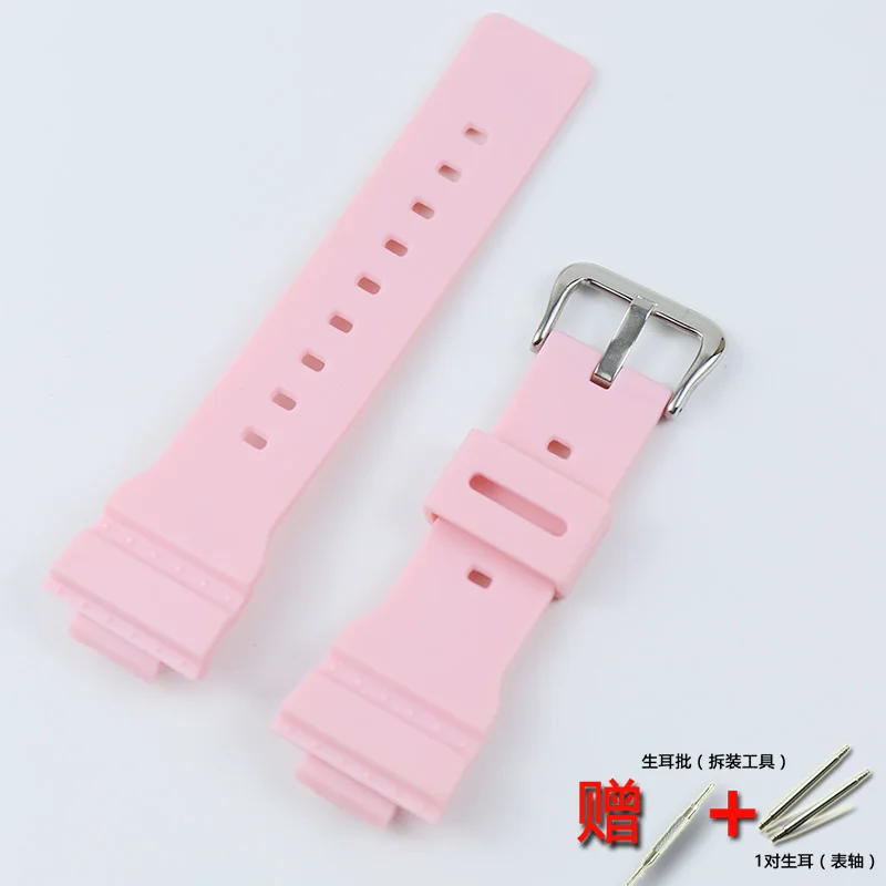 Аксессуары для часов с пряжкой для Casio BABY-G BA 110 111 112 120 женский 14 мм резиновый спортивный Модный водонепроницаемый мягкий ремешок - Цвет ремешка: Pink