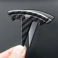 Carbon Faser Muster für Tesla Modell 3 Y X S Auto Logos Lenkrad Patch Dekoration Geändert Zubehör Kopf Schwanz box