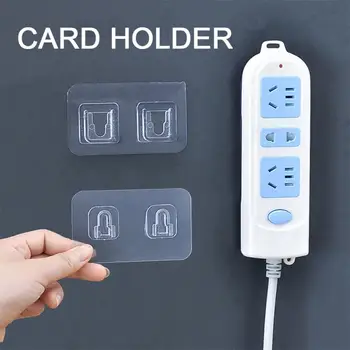 

Transparent Row-and-plug Fixer Wall Sticker Plug-in Wall Board Router Storage Free Punching Rack Strip Holder Wire Organizer