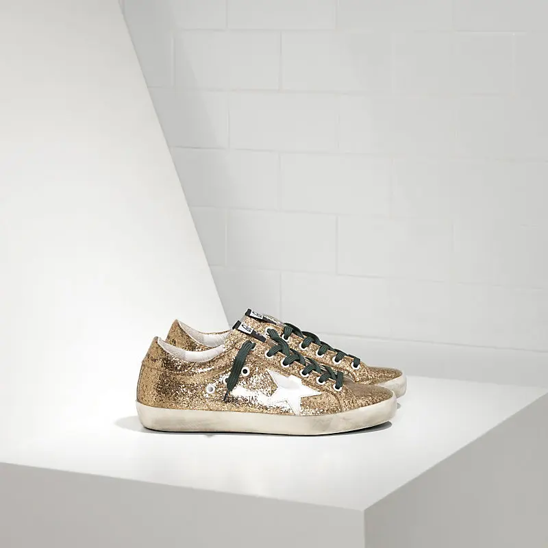 

GGDB SNEAKERS SUPER STAR IN PELLE GLITTERATA E STELLA IN PELLE gold glitter emerald