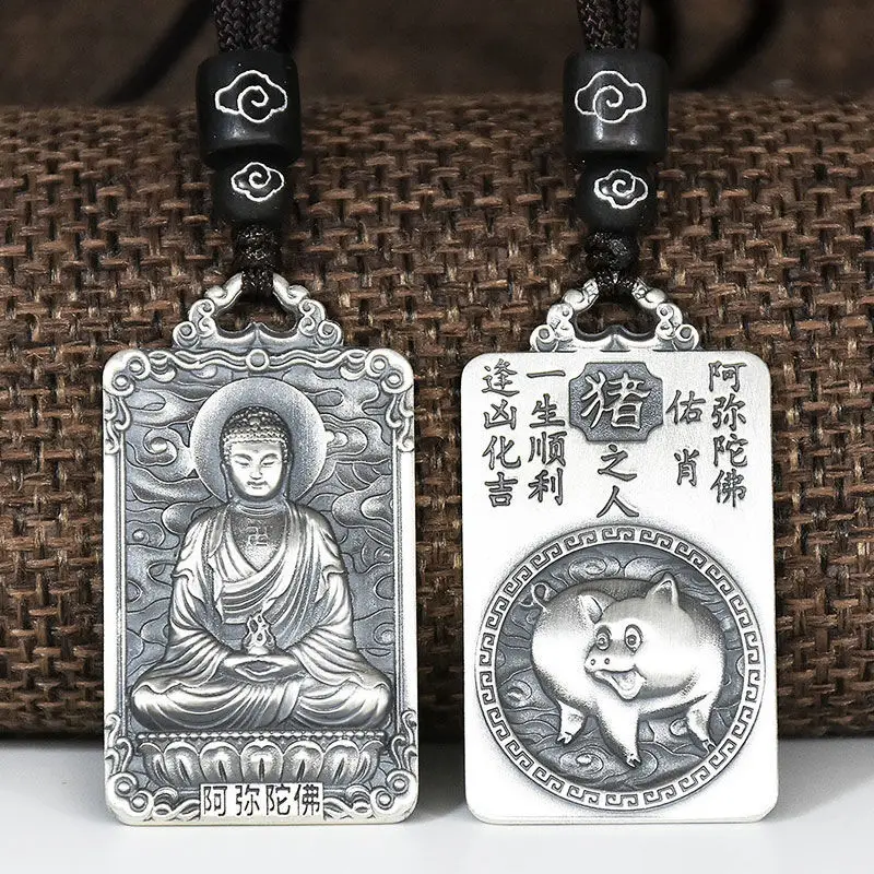 New Zodiac Eight Patron Saint Necklace Rat Ox Tiger Rabbit Dragon Snake Horse Sheep Monkey Rooster Dog Pig Natal Buddha Pendant | Украшения