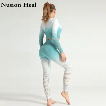 

Yoga Set Seamless Yoga Suit 2 piece Sports Shirts Crop Top Seamless Leggings Sport Set Gym Clothes Fitness Tracksuit Workout Set