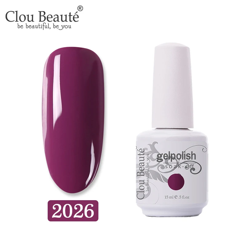 2026 Clou Beaute, 15 мл, Гель-лак для ногтей, для маникюра, стойкий лак, Гель-лак, Премиум качество, УФ светодиодный, Цветной Гель-лак для ногтей - Color: 2026