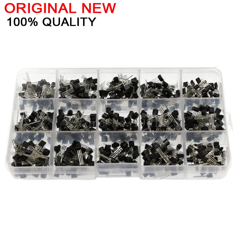 600 Pz 15 Valore X 40 Pz Transistor To-92 Kit Scatola Assortimento Transistor Bxv 2N2222 2N3904 2N3906 C945 S8050 S8550 S9014 9013 9018