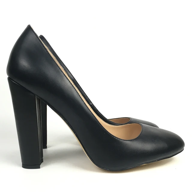 Women Shoes Round Toe High Heels Pumps Block Heel Black Ladies Fashion Work  And Career Shoes Pu Leather Aimirlly - Pumps - AliExpress