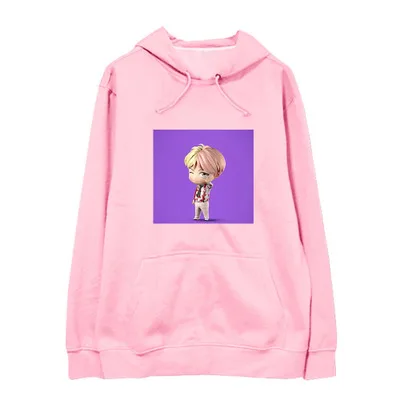 Thin section C-pink Kpop Bangtan мальчики JK RM Suga V Jhope Jin Jimin Q Версия Милая толстовка плюс бархат тонкие свободные мужчины и женщины весна и осень - Цвет: Thin section C-pink