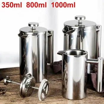 

Modern French Press Stainless Steel Cafetieres Coffee Teas Filter Maker Plunger Pitcher Coffee Maker Disassemble Filter Screen
