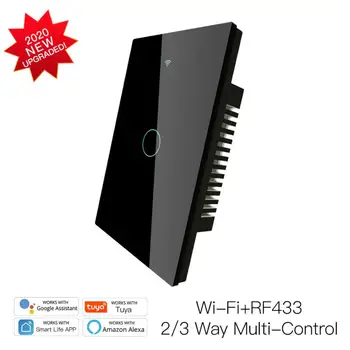 

Tuya New 2/3 Way WiFi Smart Touch Switch RF433 Smart Life/Tuya App Control Alexa Google Home Voice Control 1/2/3 Gang Smart Life