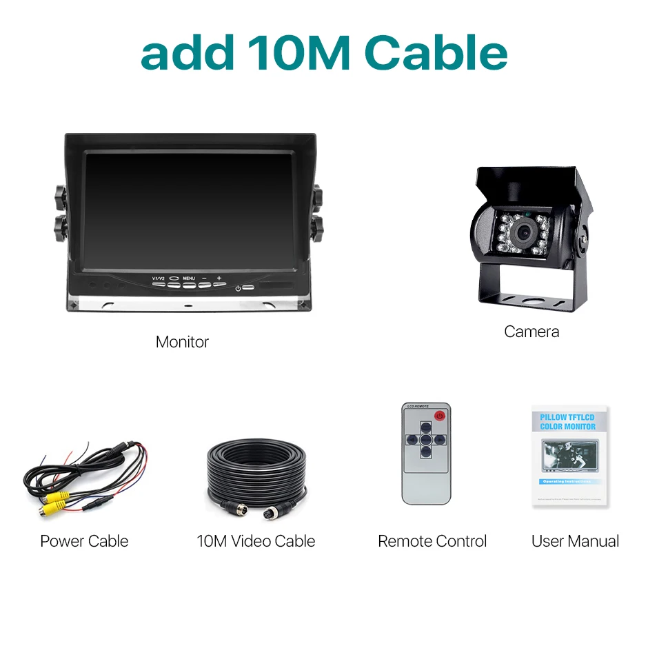 GreenYi Backup Camera Wired 7 Inch Monitor and Camera Kit For Truck/Semi-Trailer/Box Truck/RVTrailer/Bus/Tractor When Reversing car headrest dvd player Car Monitors