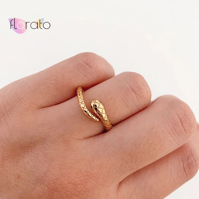 Buena Compra Anillo ajustable de serpiente de oro y plata de ley 925 para mujer, anillos de animales ajustables para mujer, regalo de joyas de fiesta Punk Rock de lujo 8bWZwA7066l