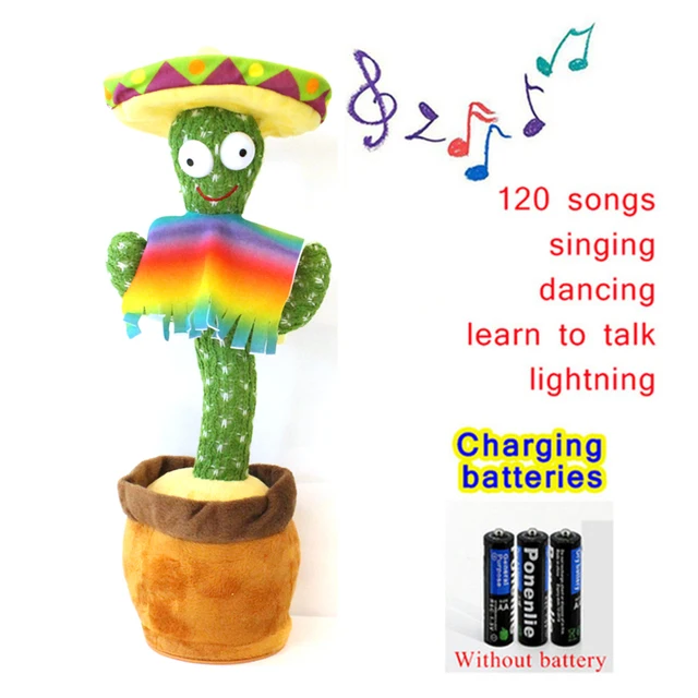 Dancing Cactus 120 Song Speaker Talking USB Charging Voice Repeat plush Cactu Dancer toy talk Plushie Stuffed toys for Baby Girl 6