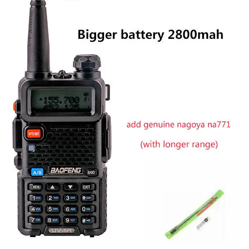 Baofeng UV-5r walk talk 2800 мАч baufeng 5 Вт рация 10 км УКВ радиостанция мобильный двухдиапазонный радиоприемник woki toki - Цвет: add longer antenna