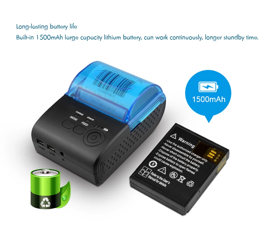58 мм Bluetooth 4,0 портативный термопринтер беспроводной термопринтер POS принтер для мобильного телефона и Windows