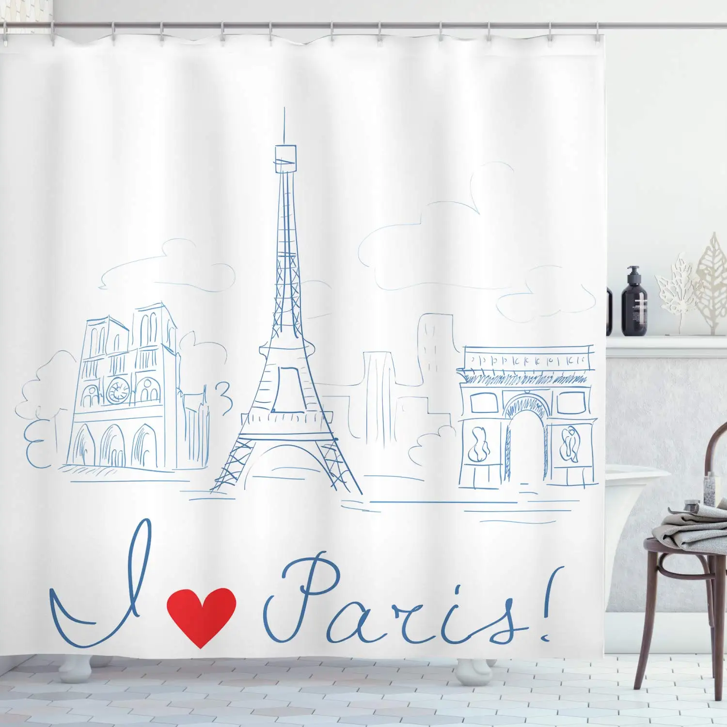 Коллекция декора Парижа эскиз города с надписью I love Paris модный центр Европы