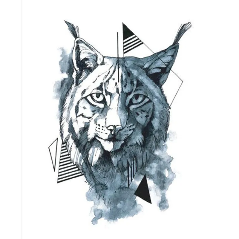 Tiger Geometry Temporary Tattoo Sticker Waterproof Men Boys Shoulder Arm Back Fake Tattoos 15X11cm | Красота и здоровье