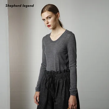 

Spring New Worsted Pure Wool Round Thin Long Sleeve Sim Bottoming Shirt Tops Sweater Women Clothes Cashmere Sweater Traf