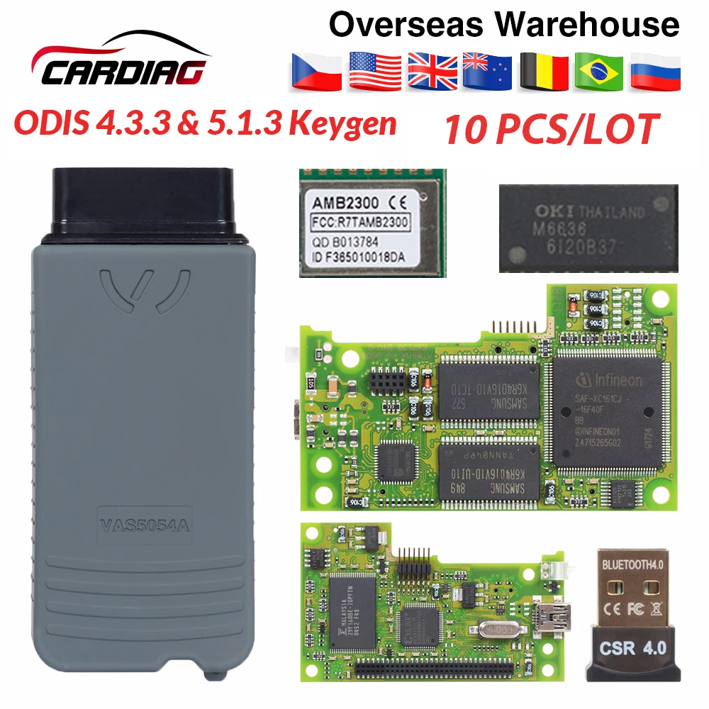 10 шт. 5054 5054A ODIS новейший V5.1.3 keygen полный чип OKI Авто OBD2 диагностический инструмент 5054A Bluetooth код ридер 5054