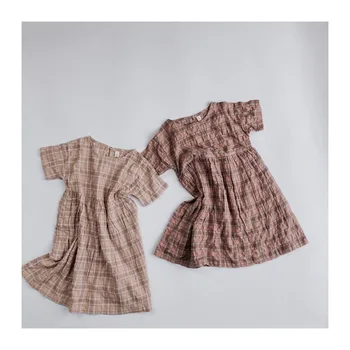 

2020 Korea Style Baby Girls Plaid Dress Fashion Kids Clothes Full Sleeve Girls Dresses 1-7 Years