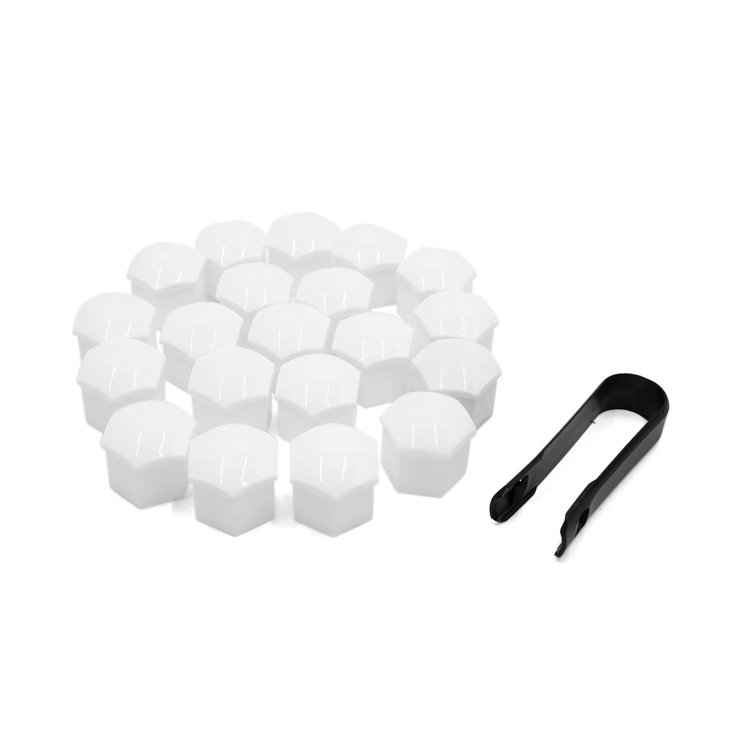 20pcs 17mm White Plastic Wheel Lug Nut Bolt Cover Caps With Removal Tool For Car uxcell