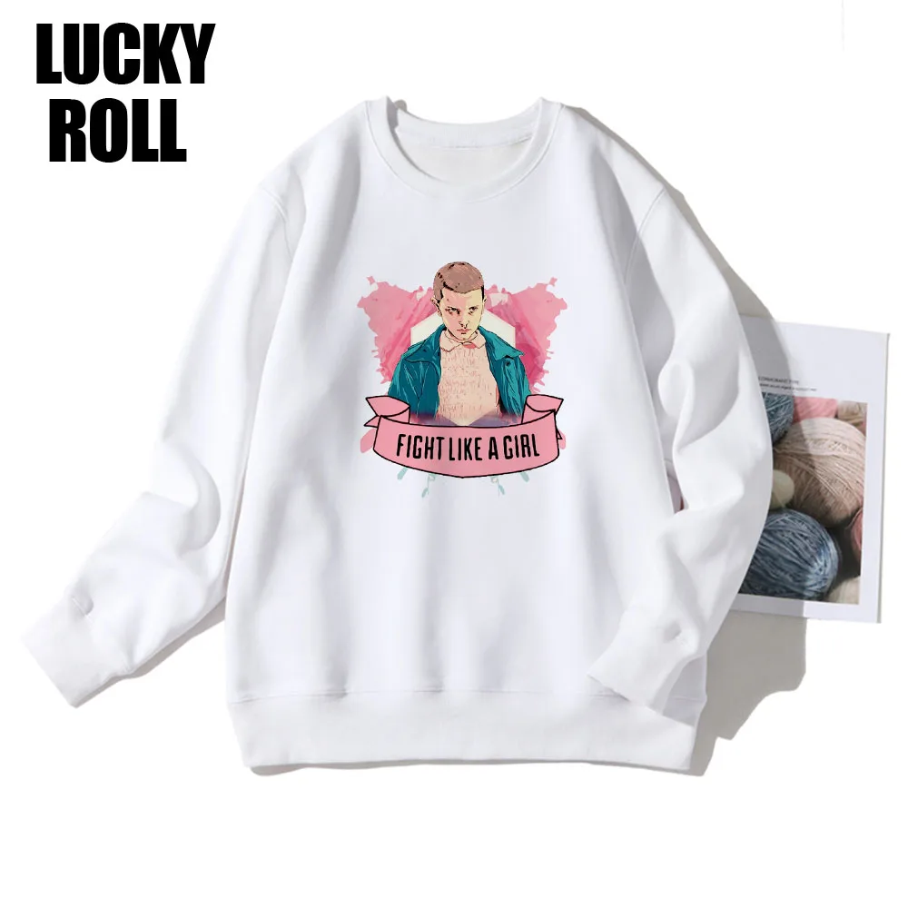 

LUCKYROLL Women's Oversize Sweatshirt FIGHT LIKE A GIRL Stranger Things Sport Top Long Sleeve Hip Hop Sailor Moon School Hoodie