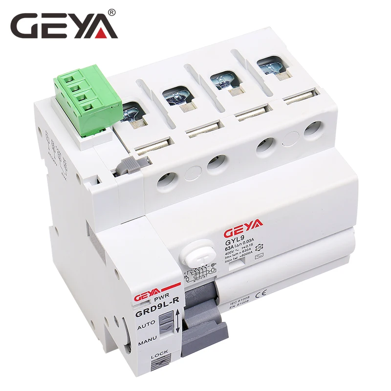 Автоматический автоматический выключатель GEYA GRD9L 6KA ELCB RCCB 4 полюсный цепи