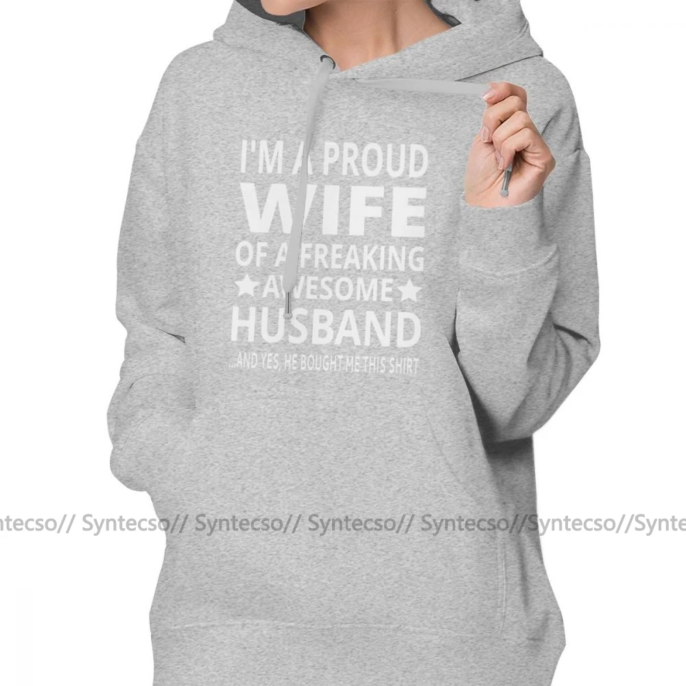 Wifey Hoodie | Proud Wife of an Awesome Husband | Cotton Plus Size Women's Long-sleeve Pullover Hoodie image 3
