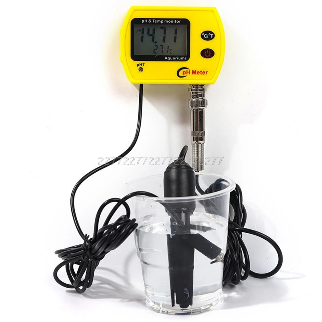 Цифровой ЖК-дисплей Онлайн РН-метр аквариумный тестер качества воды монитор анализатор с термометром рН-температура дисплей O24 19