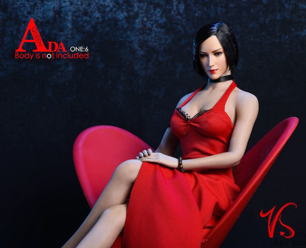 Vstoys 18XG14 1:6, сексуальное платье Ada Wong, набор, 1/6, длинная юбка с висящей шеей, черного и красного цветов для большой груди